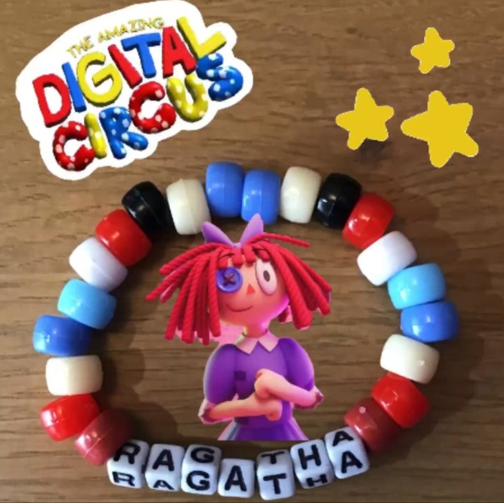 'Ragatha' The Amazing Digital Circus Handmade Kandi Beaded Bracelet